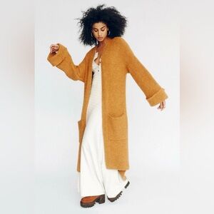 Free People Live In Tokyo Cozy Maxi Cardigan open front and patch pockets, small